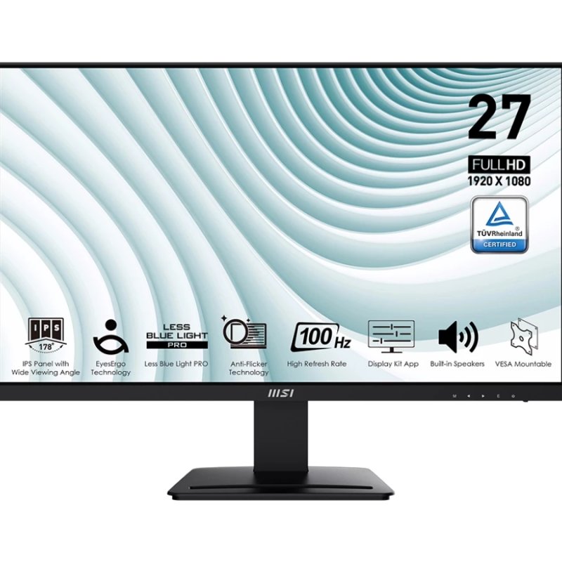 MSI Pro MP273A Business Productivity Monitor (27" FHD (1920 x 1080) Display | IPS Panel | 100Hz | 106% sRGB | 1 x HDMI, 1 x VGA, 1 x DisplayPort | Built-in 2 x 3W Speaker | 16.7M Display Colors | 1 Year Warranty)
