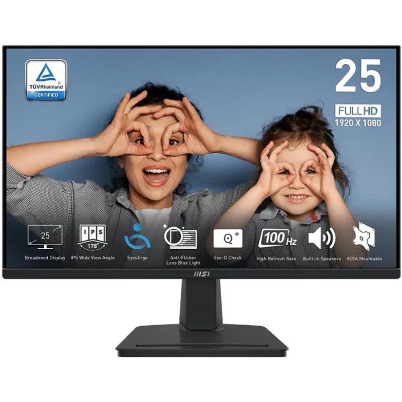MSI Pro MP251 Business Productivity Monitor (25" FHD (1920 x 1080) Display | IPS Panel | 100Hz | 101% sRGB | 1 x HDMI & 1. x VGA | Built-in 2 x 2W Speaker | 16.7M Display Colors | 1 Year Warranty)