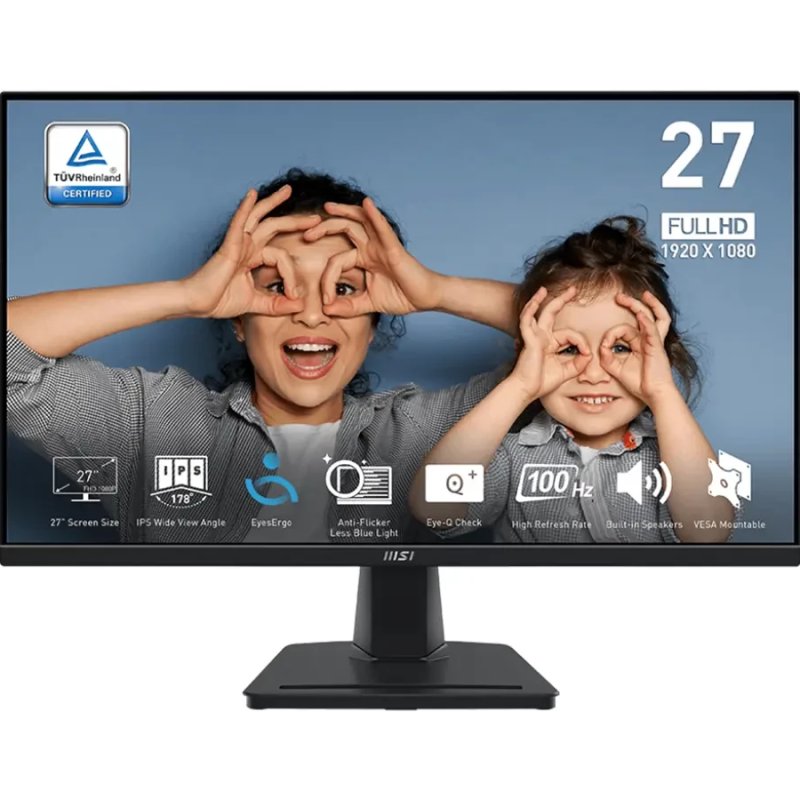 MSI Pro MP275 Monitor (27" FHD (1920 x 1080) Display | 100Hz | IPS Panel | 93% sRGB | 1 x HDMI & 1 x VGA | Built-in 2 x 2W Speaker | 16.7M Display Colors | 1 Year Warranty)