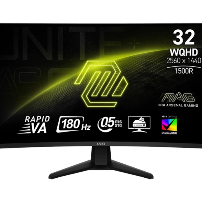 MSI MAG 32CQ6F Curved Gaming Monitor (32" WQHD (2560 x 1440) Display | Rapid VA Panel | 180Hz | 1500R Curvature | 82% Adobe RGB, 78% DCI-P3 & 101% sRGB | 1 x DP & 2 x HDMI | DisplayHDR 400 | 1.07B Display Colors | 1 Year Warranty)
